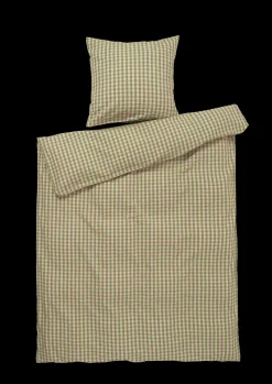 JUNA Bæk&Bølge Sengetøj 140x220 cm grøn/soft pink DK