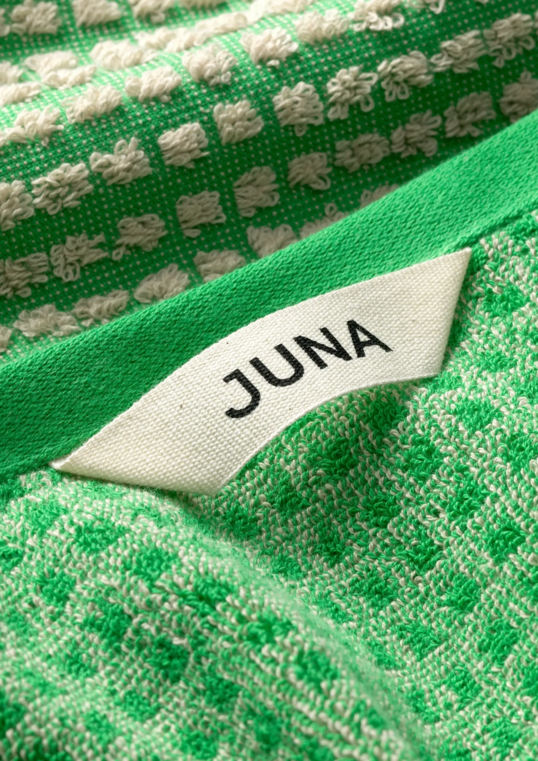 JUNA Check Håndklæde 50x100 cm grøn/sand | Køb her