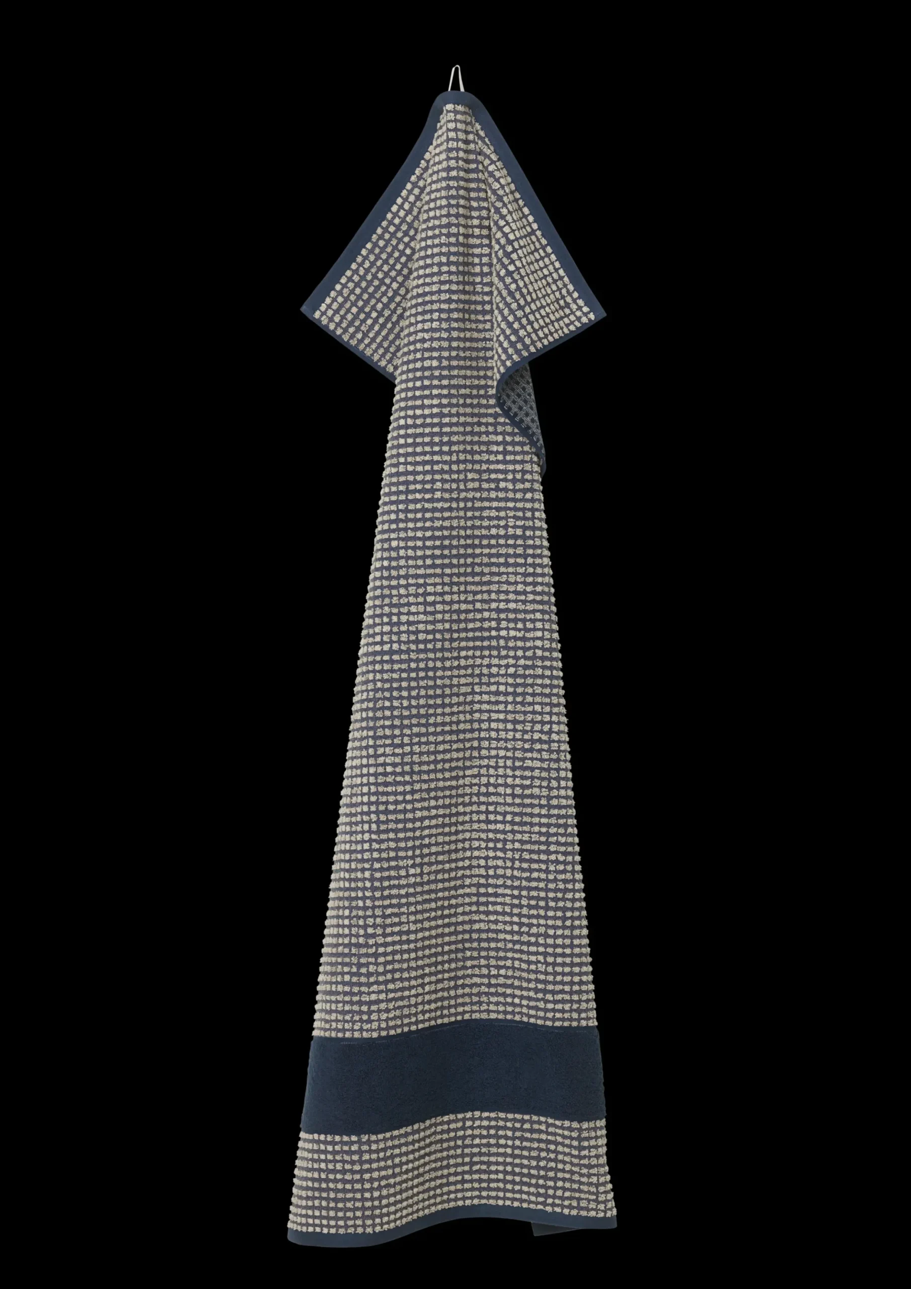 JUNA Check Håndklæde 70x140 cm mørk blå/sand | Køb her