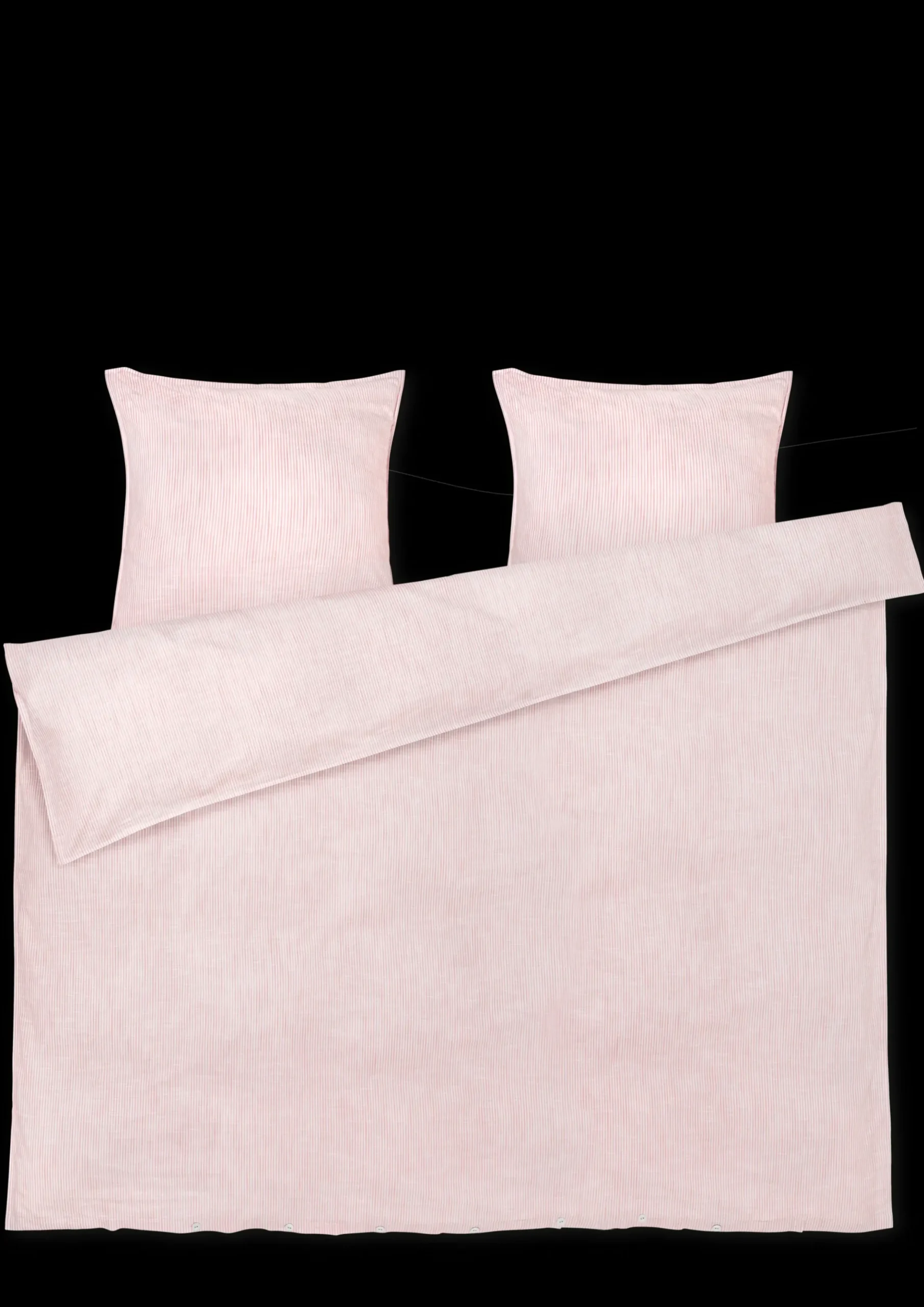 JUNA Monochrome Lines Sengetøj 220x220cm rosa/hvid | Køb her