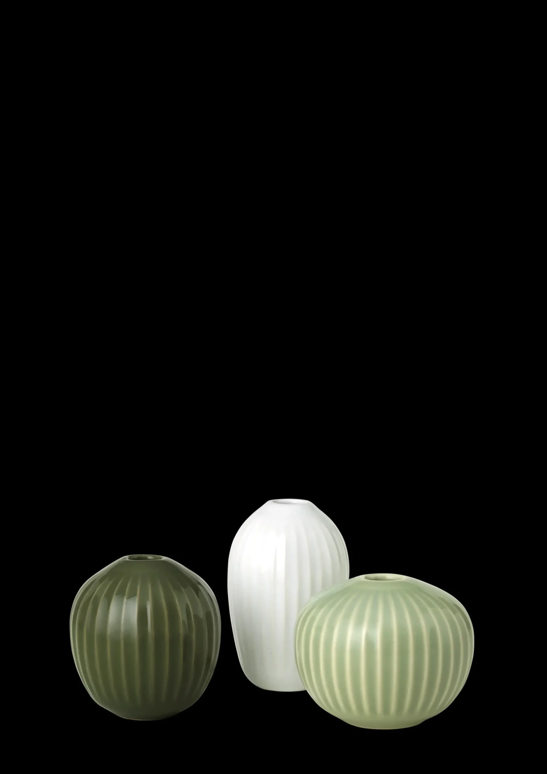 Kähler Hammershøi Vase miniature støvet grøn 3 stk.
