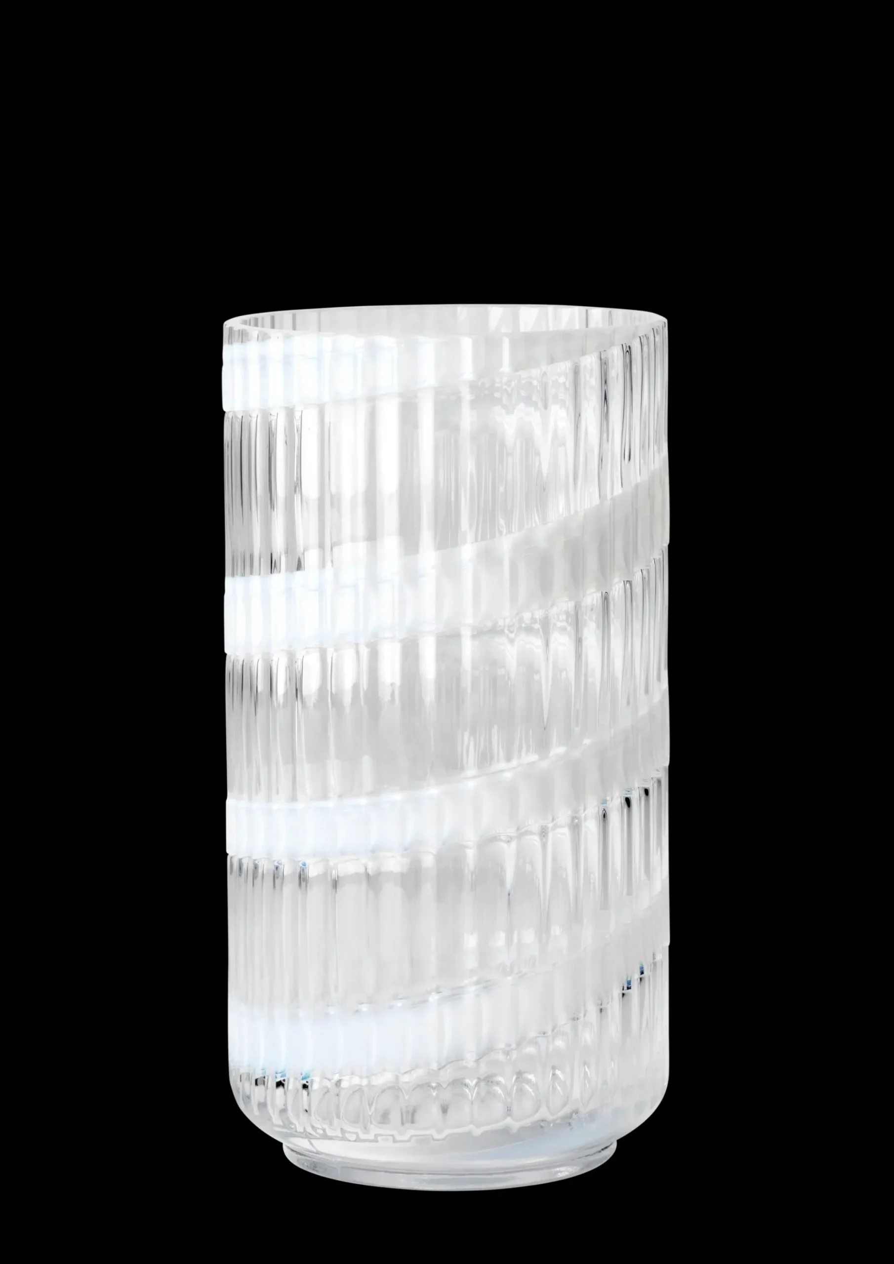 Lyngby Porcelæn Vase H20.5 cm swirl hvid mundblæst glas