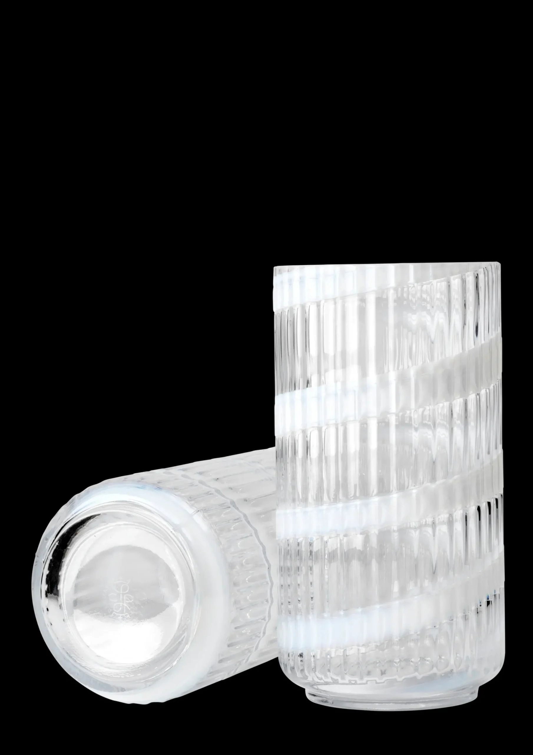 Lyngby Porcelæn Vase H20.5 cm swirl hvid mundblæst glas